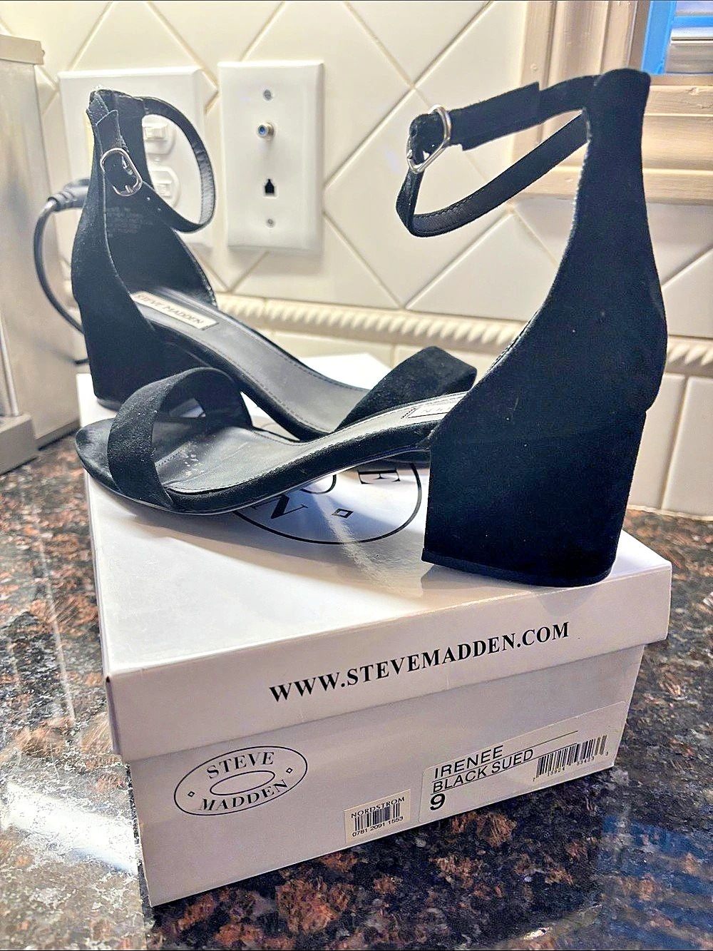 Steve Madden Irenee Ankle Strap Sandal Black Heels US 9